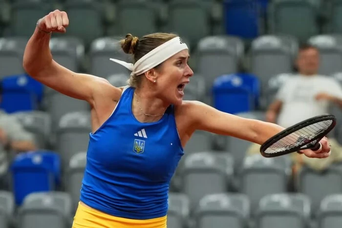 Svitolina on the court during the WTA match