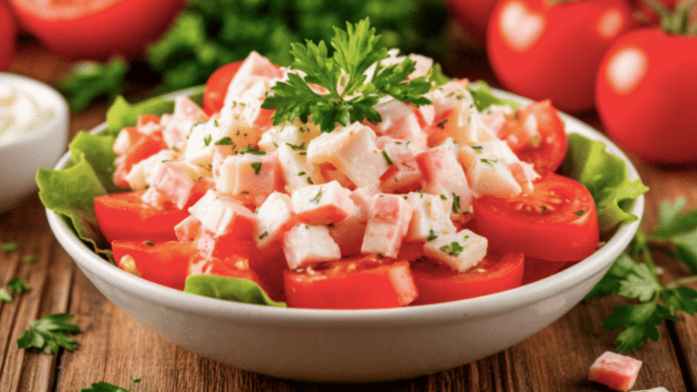 Salad 'Pink Coral' - a summer favorite with just 3 ingredients